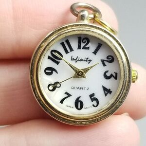 Vintage INFINITY Woman’s Pendant Watch Quartz Gold Tone Japan Movement, AS IS